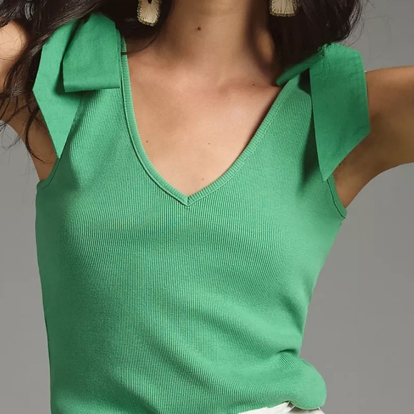 The Rafaela Bow-Tie Tank by Maeve for Anthropologie - Ribbed tank top XS green - Picture 3 of 11